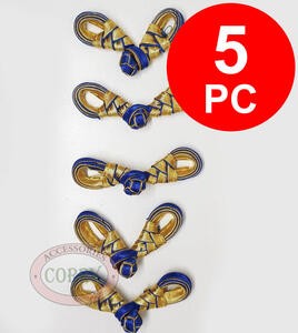 Kancing Cheongsam Baju Imlek Kain Biru Emas 5 Pc Kepang