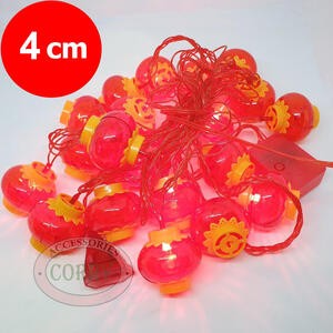 Lampu Imlek Merah Lampion 4 Cm 20 LED 4 Meter Sincia Dekorasi Pohon