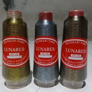 Benang Bordir Lunarex Polyester Metalik, Tenun, Jahit Warna Kodok, Silver Kodok, Emas Kodok Roll