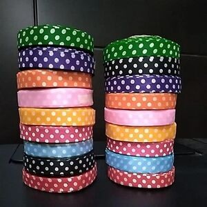 Pita Bintik 1/2 Inch Polkadot Mini 1.3 Cm Panjang 23 Yard Dekorasi Pita Kado