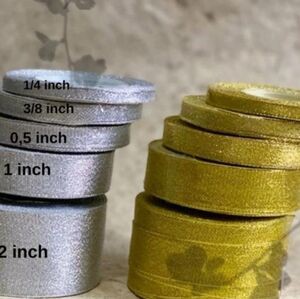 Pita Metalik Emas Silver 3/4 Inch 1 Roll 25 Yard Dekorasi & Kado DIY Gold Perak