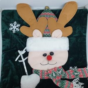 Sarung Bantal Sofa Natal 40 X 40 Cm Krem Deer Boneka Syal Christmas Tebal