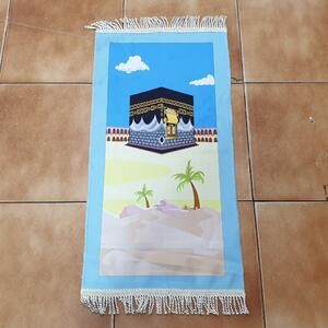 Sajadah Anak Kecil 32 X 65 Cm Gambar Kabah Pasir Merah Biru Mesjid Warna Murah