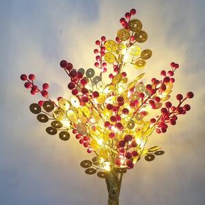 Pohon Cherry Imlek Merah Koin Emas Gold 60 Cm Lampu LED Sincia