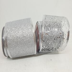 Pita Dekorasi silver Kawat Transparant Pohon Natal 6 Cm Hampers 9 meter Hias