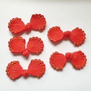 Kancing Baju Cheongsam Merah 5 Set Pasang Kerang Bunga