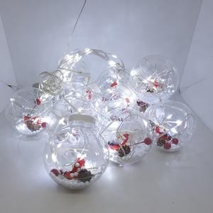 Lampu Tirai Pohon Natal Putih 10 Bola Salju Santa Claus Dekorasi Cafe Rumah