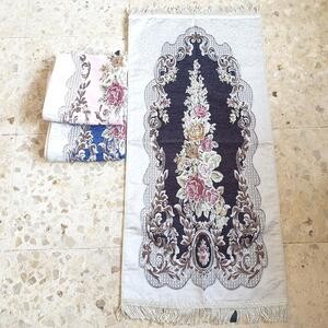 Sajadah Midi Premium Bunga Lancip Hitam Krem 100 X 50 Cm Turki Turky