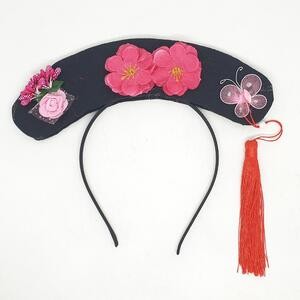 Bando Imlek Putri Huan Zhu Cina Bunga Hitam Merah Pink 1 Muka Kecil