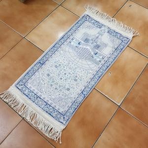 Sajadah Turki Kabah Biru Krem 35 X 60 Cm Putih Premium Tebal Lapis