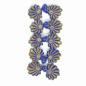 Kancing Cheongsam Imlek Biru Emas Gold Perempuan Kain Bunga 5 Pasang