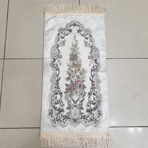 Sajadah Kepala Turki Bunga Putih Krem 35 X 60 Cm Putih Premium Tebal Lapis