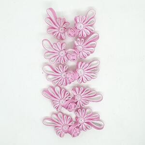 Kancing Baju Cheongsam Kupu Pink Putih 5 Pc Dress Imlek Bunga Jahit Kain