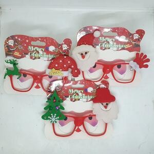 Frame Kacamata Natal Merah Topi Santa Bulu Putih Pesta Lucu