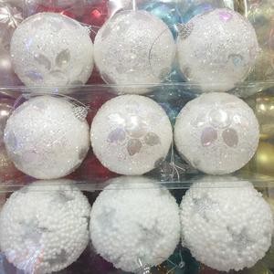 Bola Premium Glitter Gantung Pohon Natal 8 Cm Isi 3 Pc Putih Salju