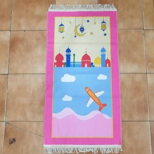 Sajadah Anak Kecil 32 X 65 Cm Gambar Mesjid Pesawat Merah Biru Mesjid Warna Murah