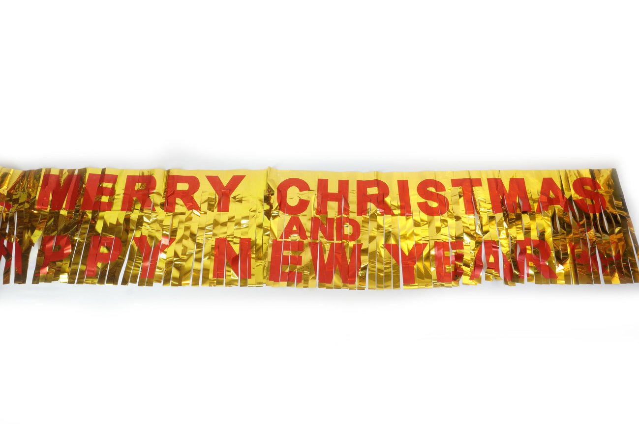 Banner Rumbai Merry Christmas Happy New Year Hari Raya Emas Merah Gold - Main view