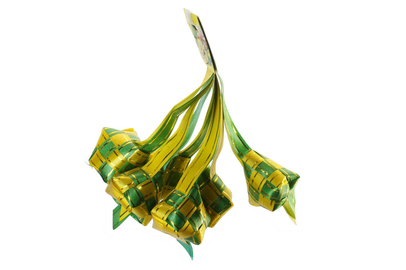 Ketupat Pita Hias Lebaran Idul Fitri 6 Pc Kuning Hijau Kecil 4 Cm - Main view