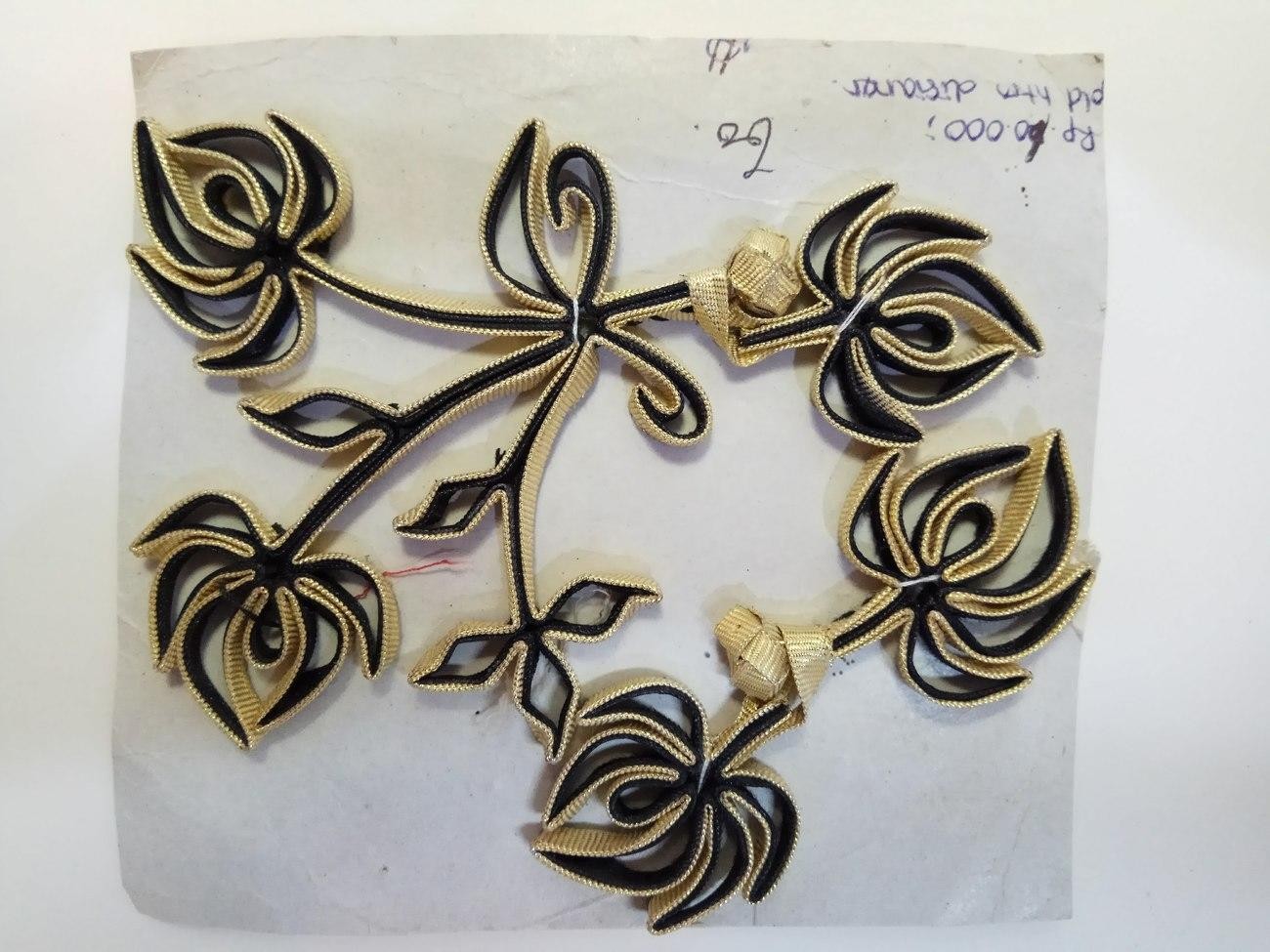 Kancing Cheongsam Imlek Emas Hitam Gold Perempuan Keras Daun Bunga 2 Pasang - Main view