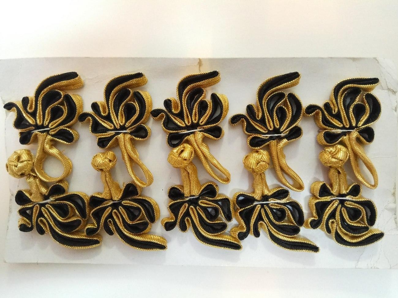 Kancing Baju Cheongsam Emas Gold Hitam 5 Pasang Jahit - Main view