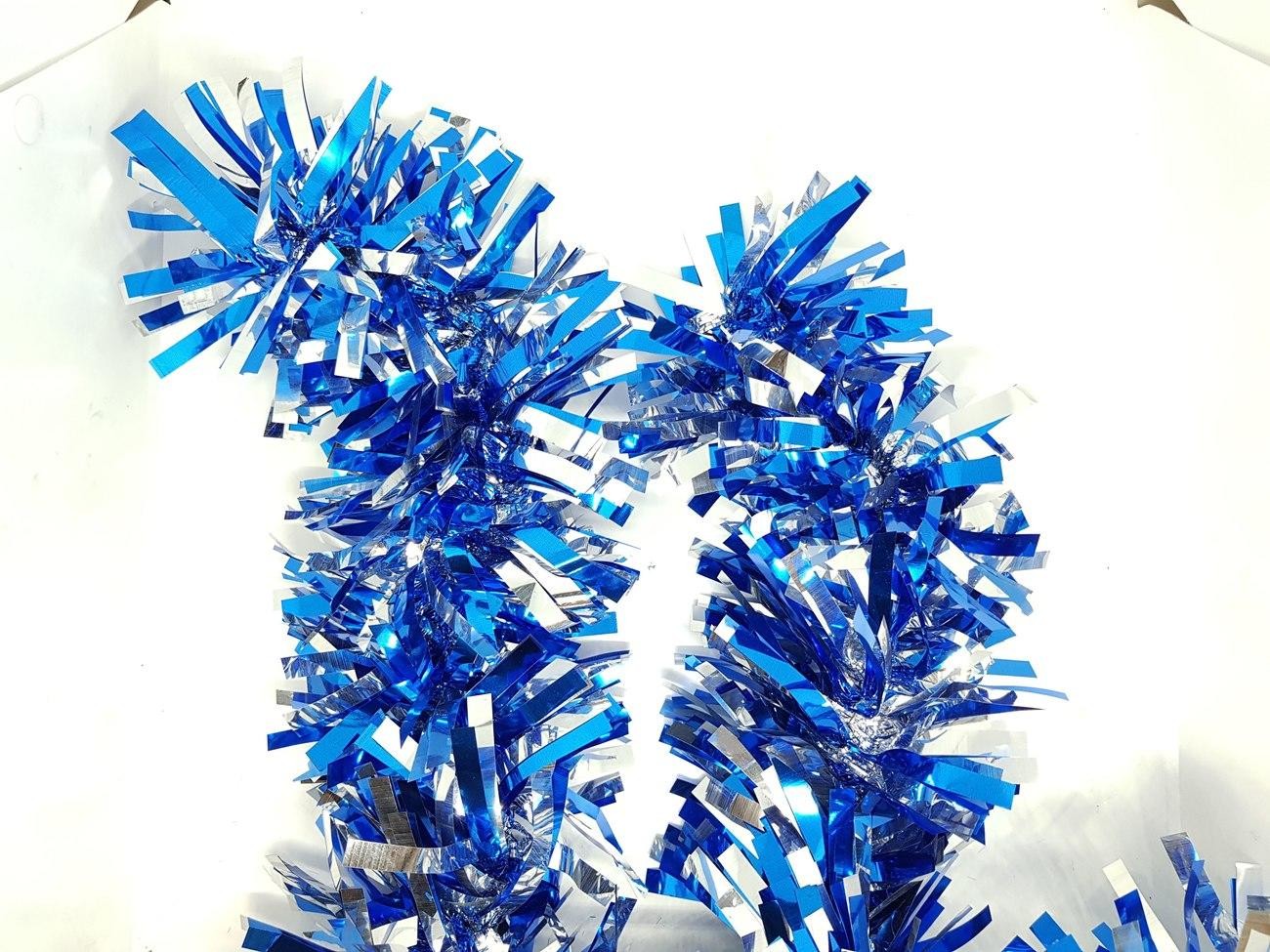 Slinger Tinsel Tebal 14 Cm Panjang 2 Meter Biru Silver Besar Pohon Natal - Main view