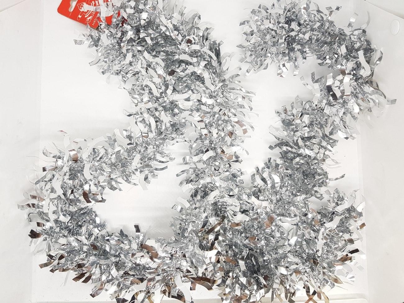 Slinger Tinsel Tebal 5 Cm 2 Meter Silver Perak Hiasan Pohon Natal - Main view