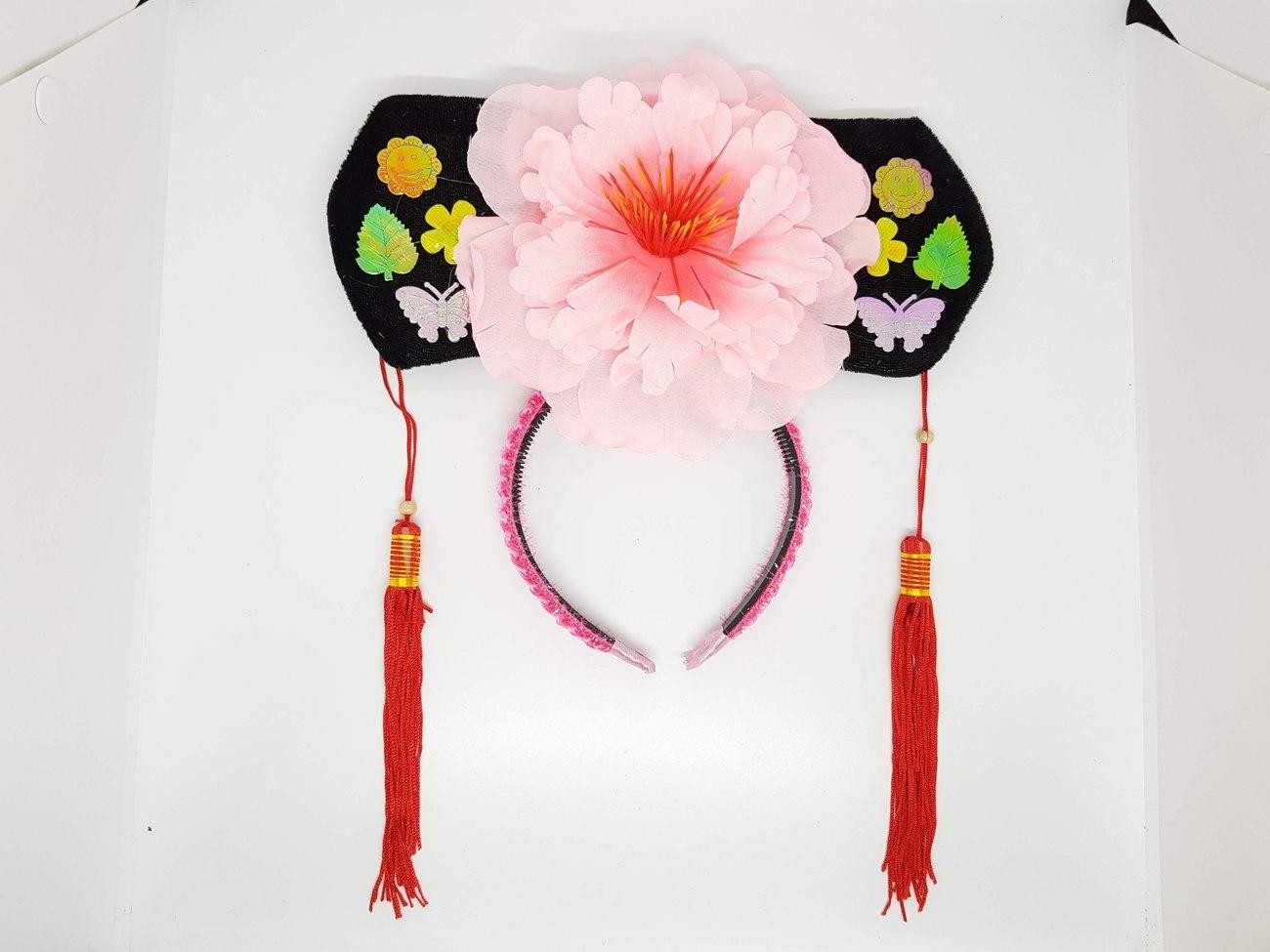 Bando Imlek Putri Huan Zhu Cina 2 Muka Bunga Hitam Merah Kuning - Main view