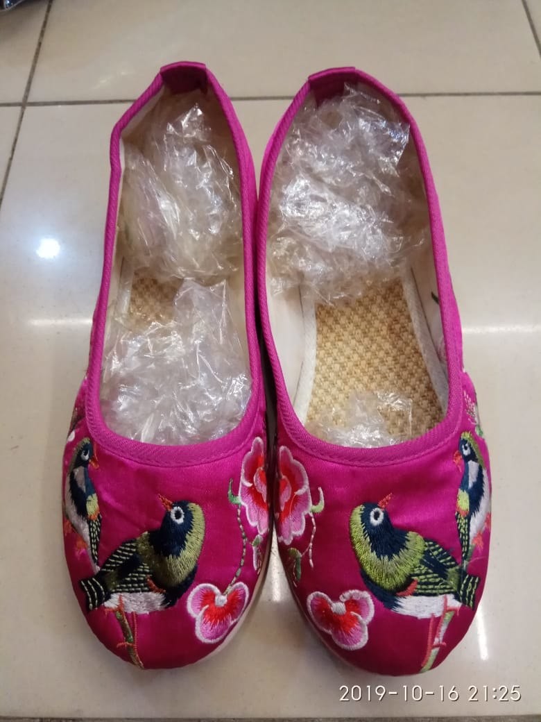Sepatu Imlek Cheongsam Pink Fuschia Bordir Burung Wanita Perempuan Dewasa Cina - Main view