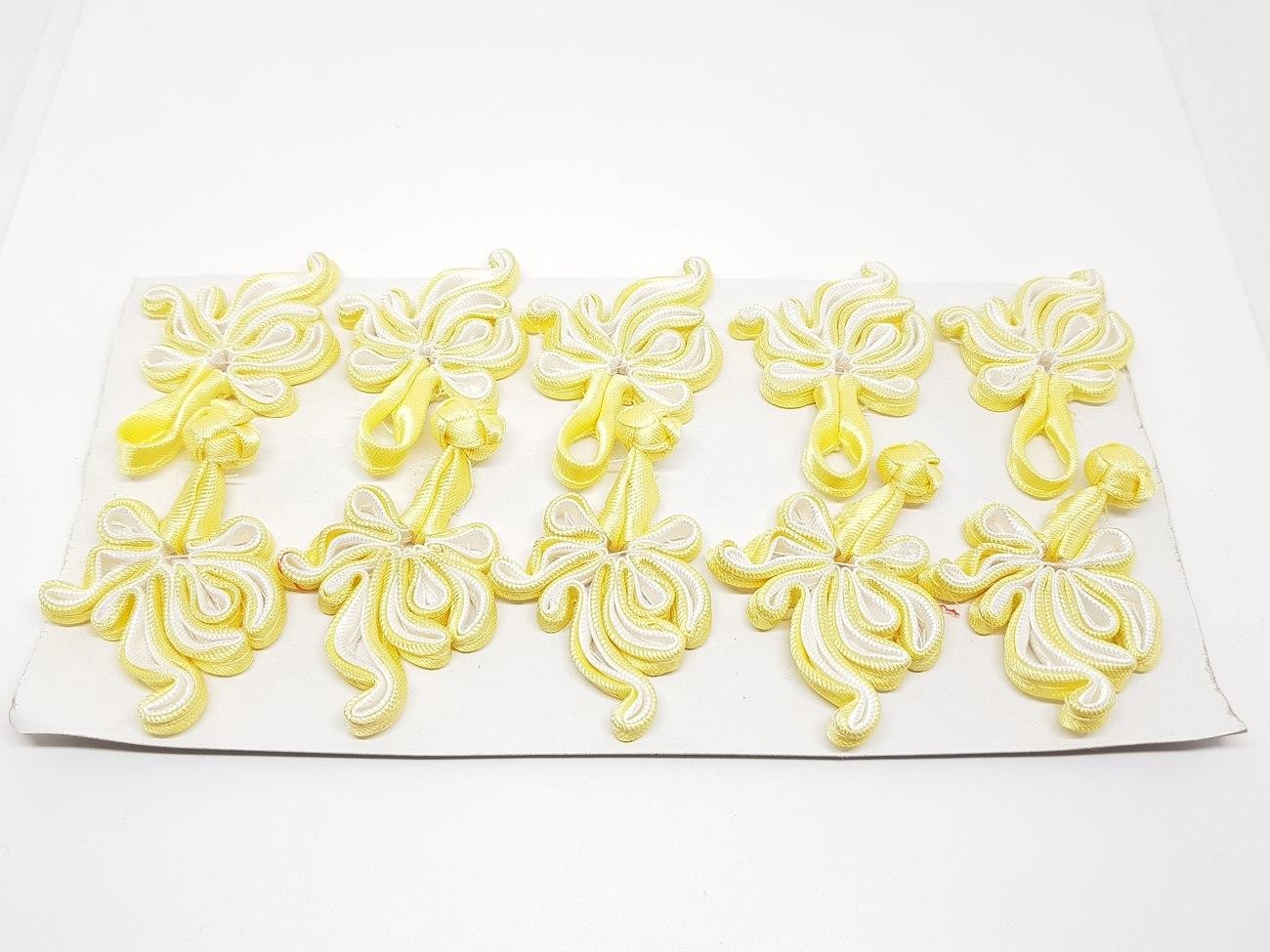 Kancing Baju Cheongsam Dress Imlek Kuning Putih 5 Pasang Bunga Kawat - Main view