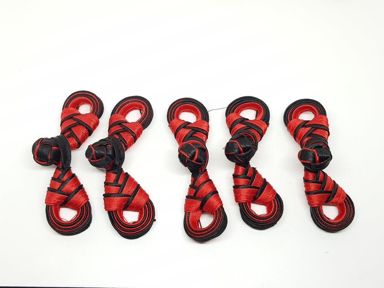 Kancing Baju Cheongsam Merah Hitam Dress Imlek Kain 5 Pasang Set - Main view