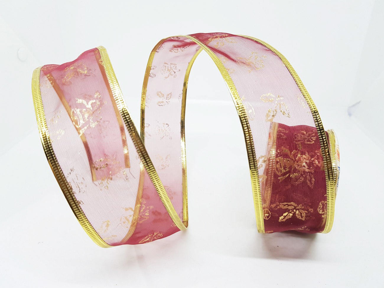 Pita Kawat Transparan Natal Lebaran Maroon 4 Cm 2.7 Meter Hamper Kado - Main view