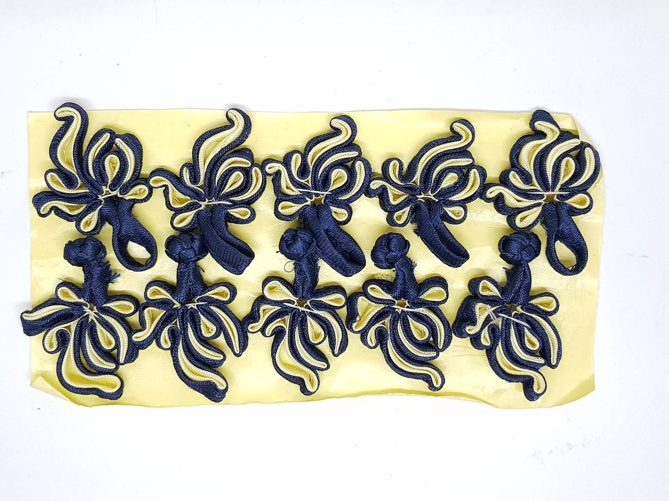 Kancing Cheongsam Baju Imlek Biru Kuning Bunga 5 Pc Jahit Kain - Main view
