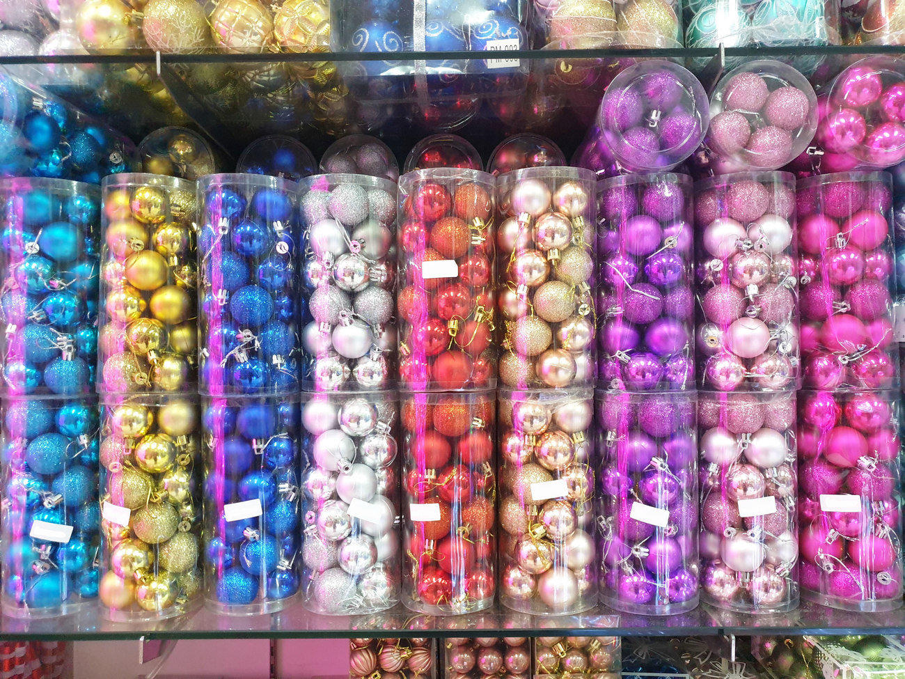 Hiasan Gantung Bola Pohon Natal 3.5 Cm Isi 24 Pcs Rose Gold Biru Merah Ungu Pink Murah Kecil - Main view