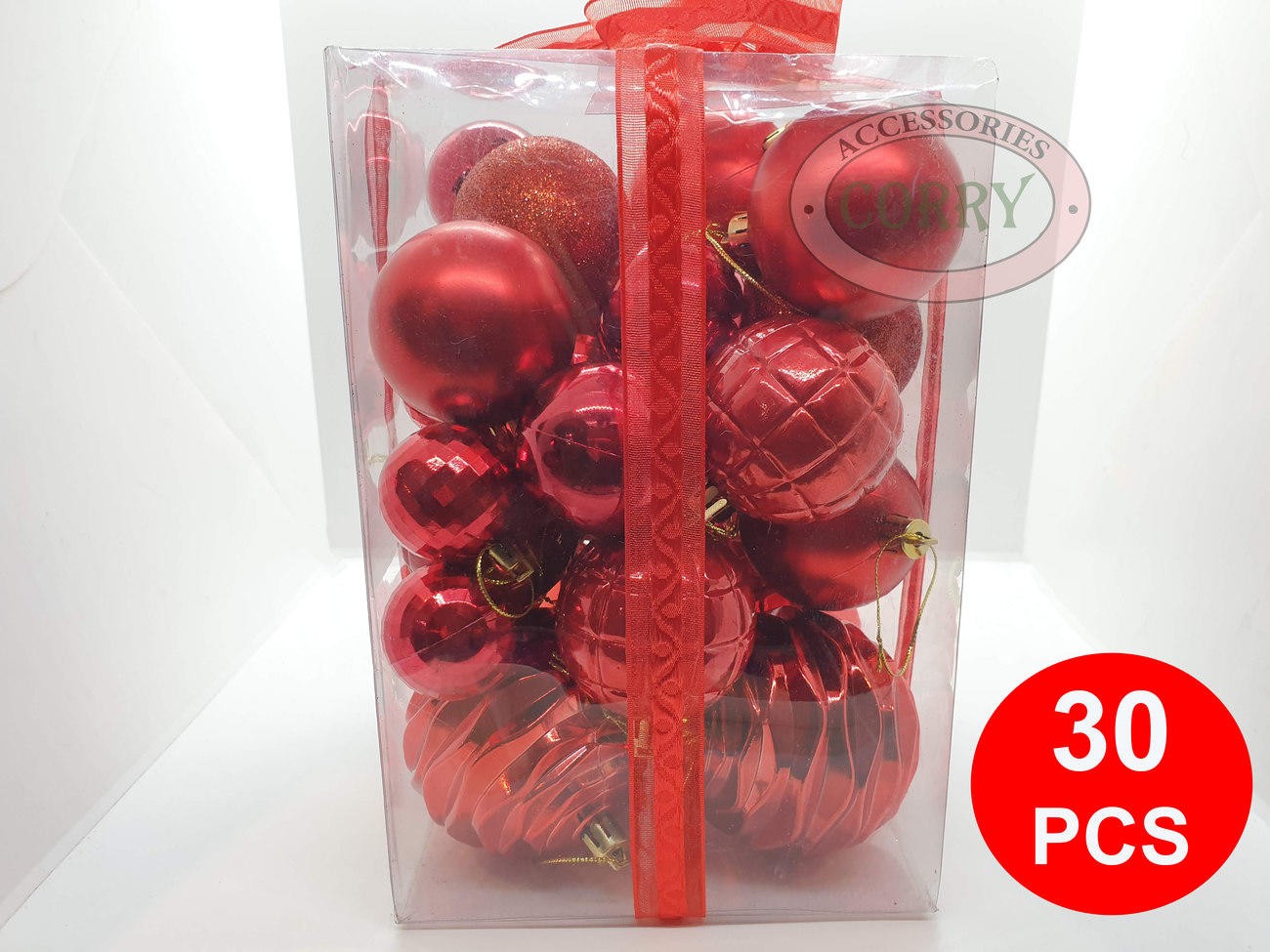 Hiasan Gantung Bola Pohon Natal 4 6 Cm Emas Biru Merah Rose Gold - Main view