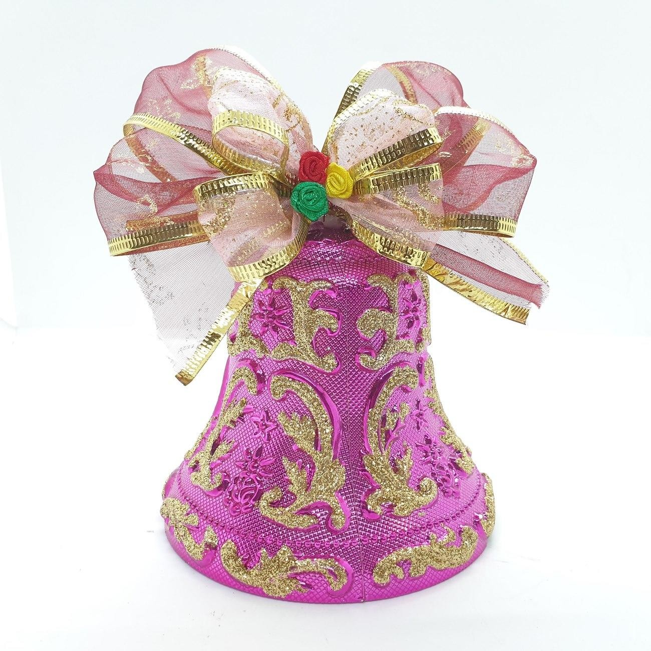 Lonceng Hiasan Natal Biru Ungu Pink Pita Les Emas Christmas Bell - Main view