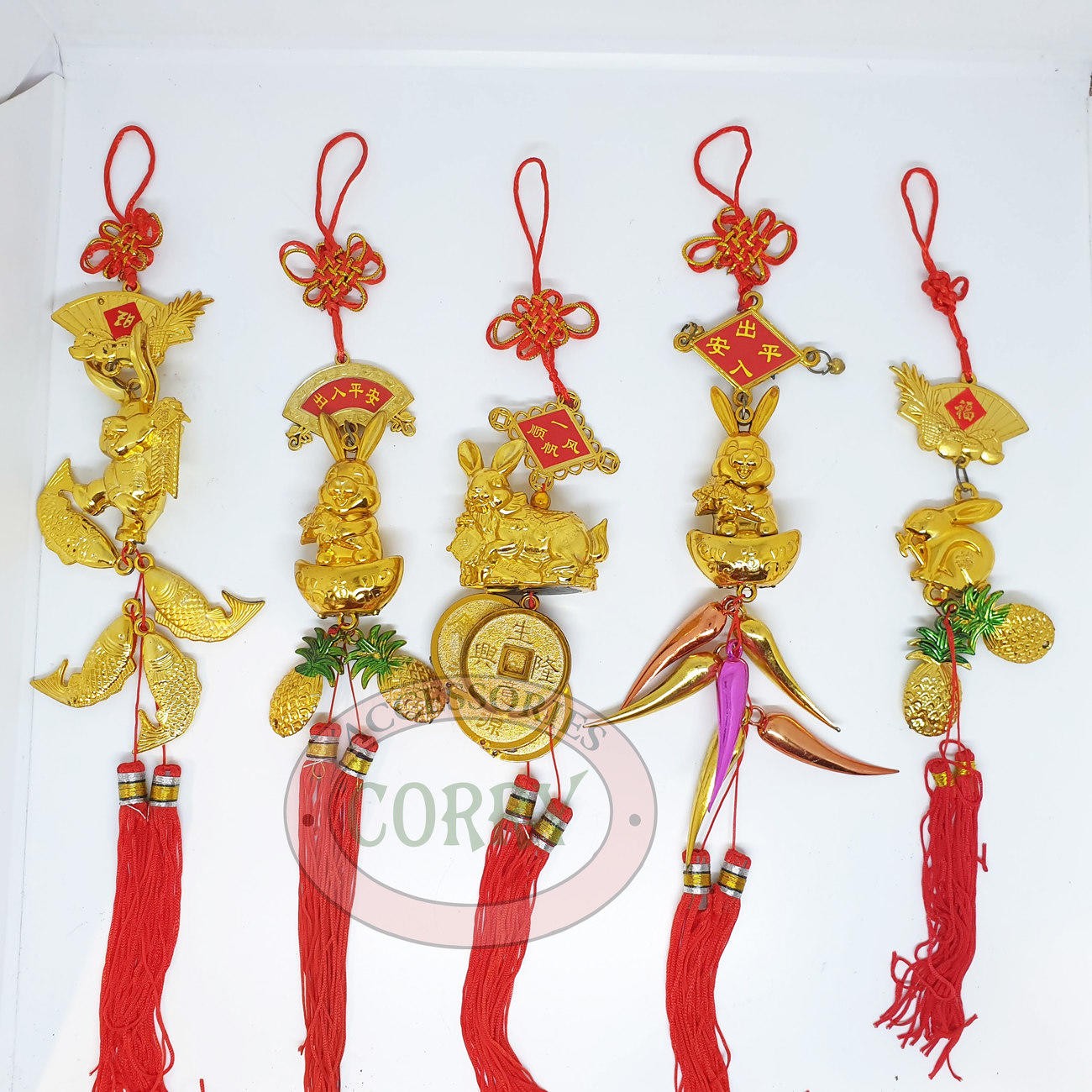 Gantungan Imlek Kelinci 30 Cm Emas Gold Merah Pohon Sakura Meihwa - Main view