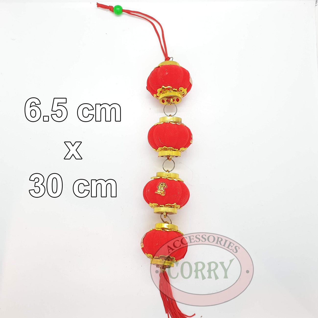 Lampion Bulat Gantungan 30 Cm Imlek Merah Fu Emas Bludru Pohon Meihwa Sakura Murah - Main view