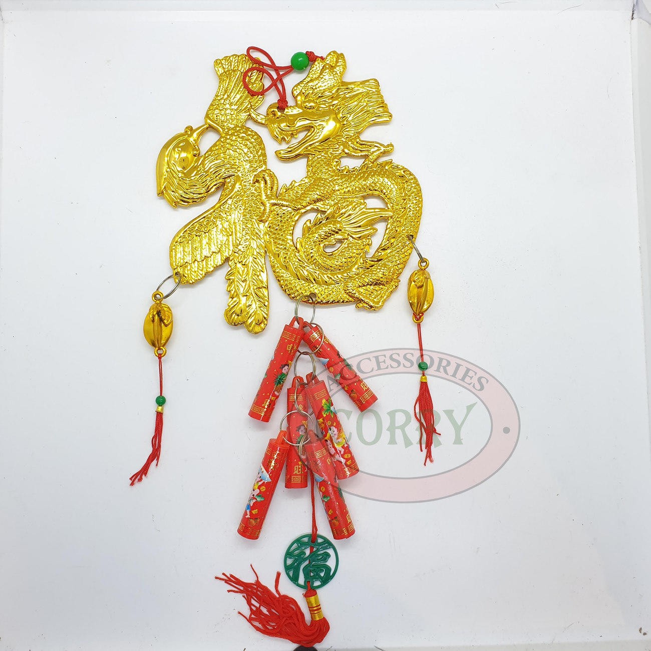 Gantungan Imlek Emas Naga Fu 40 Cm Merah Gold Rejeki Pohon Meihwa Besar - Main view