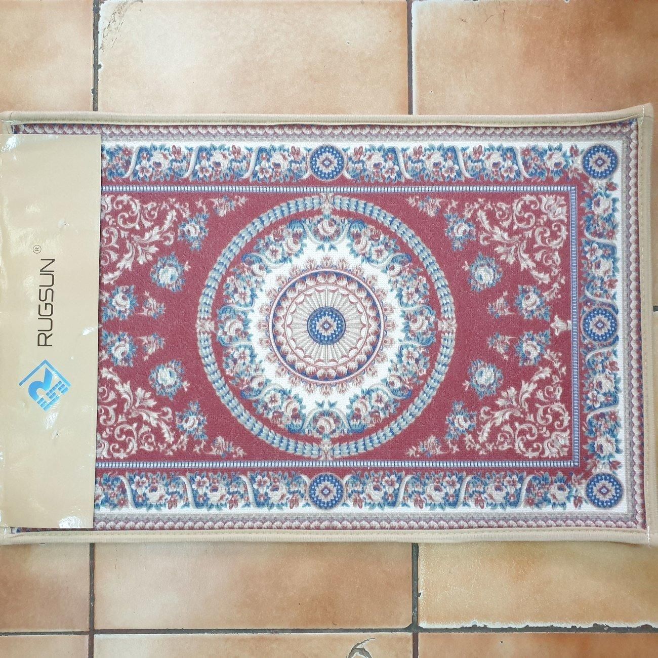 Keset Kaki Krem Coklat Motif Bunga Turki Anti Slip 60 X 40 Cm Rumah - Main view