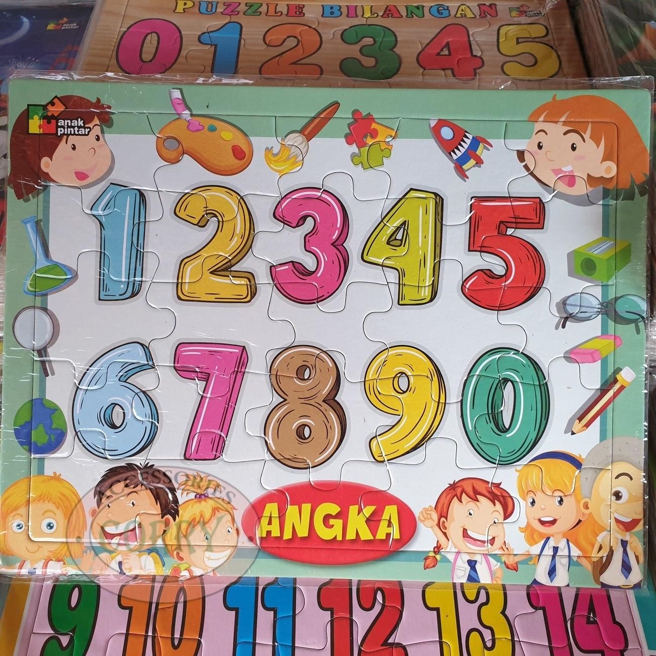 Mainan Anak Susun Puzzle Karton 18 X 25 Cm Angka Edukasi Murah Jigsaw Warna - Main view
