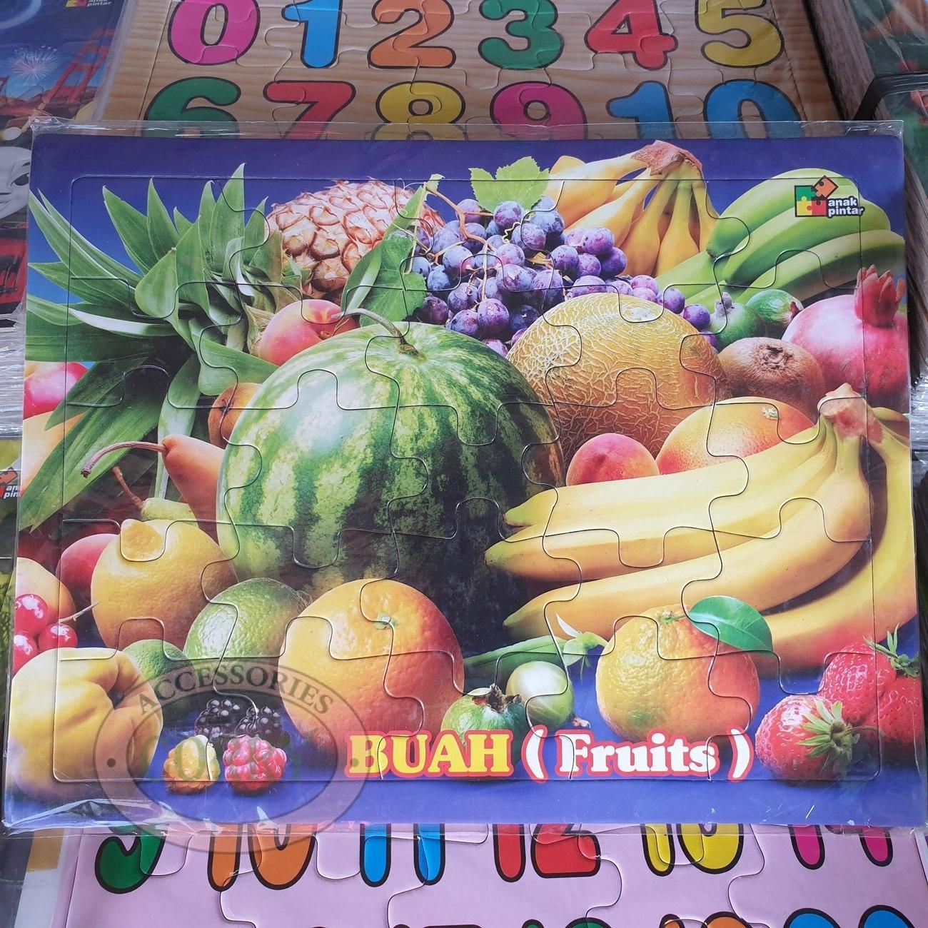 Mainan Anak Susun Puzzle Karton 20 X 30 Cm Buah Fruits Ungu Edukasi Murah Jigsaw - Main view