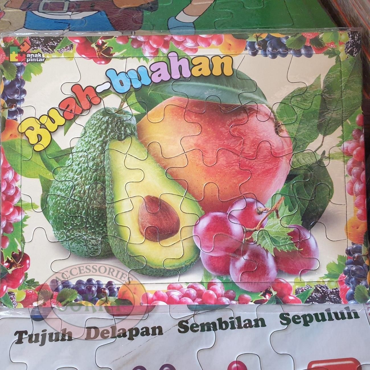 Mainan Anak Susun Puzzle Karton 18 X 25 Cm Buah Alpukat Anggur Edukasi Murah Jigsaw - Main view