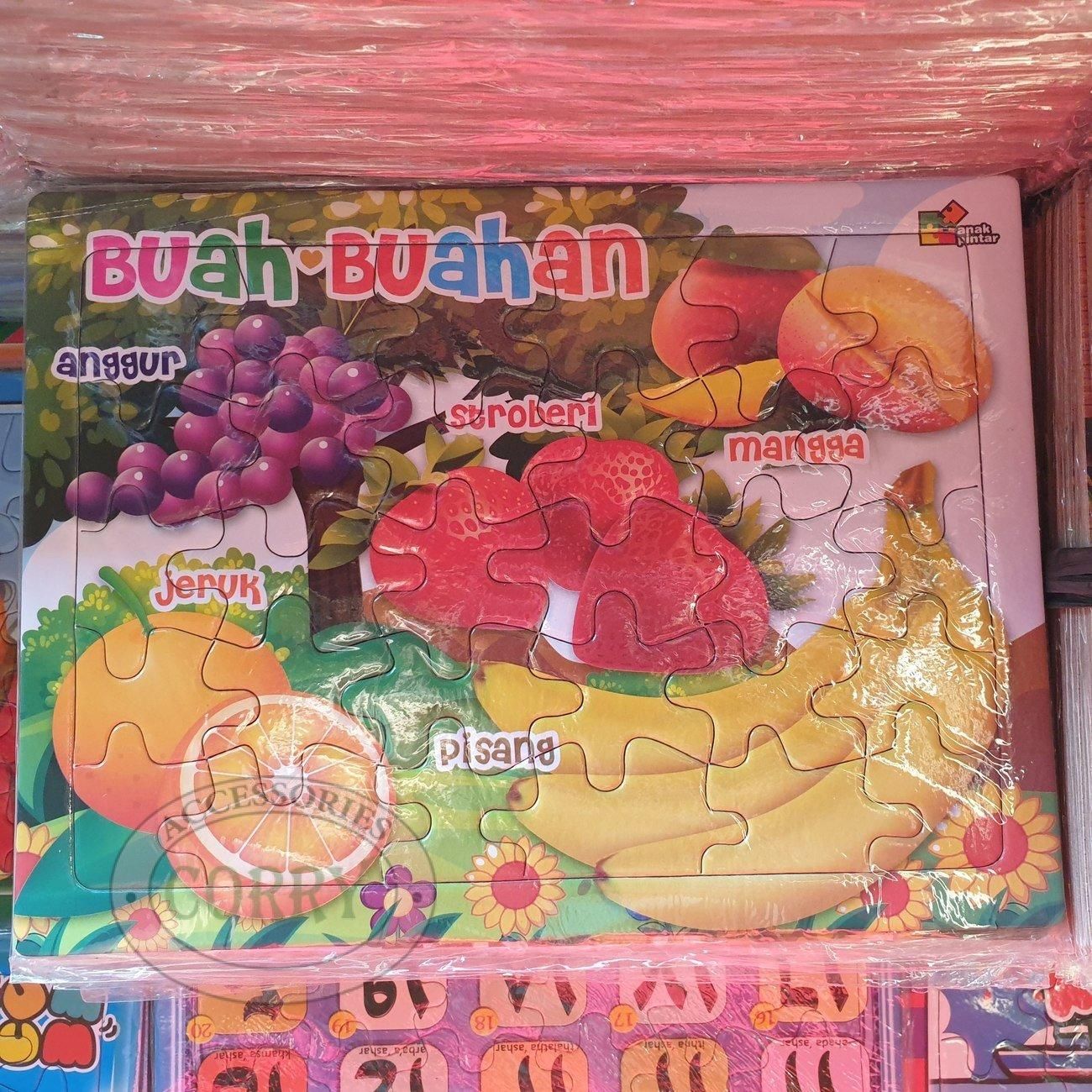 Mainan Anak Susun Puzzle Karton 18 X 25 Cm Buah Pisang Stoberi Edukasi Murah Jigsaw - Main view