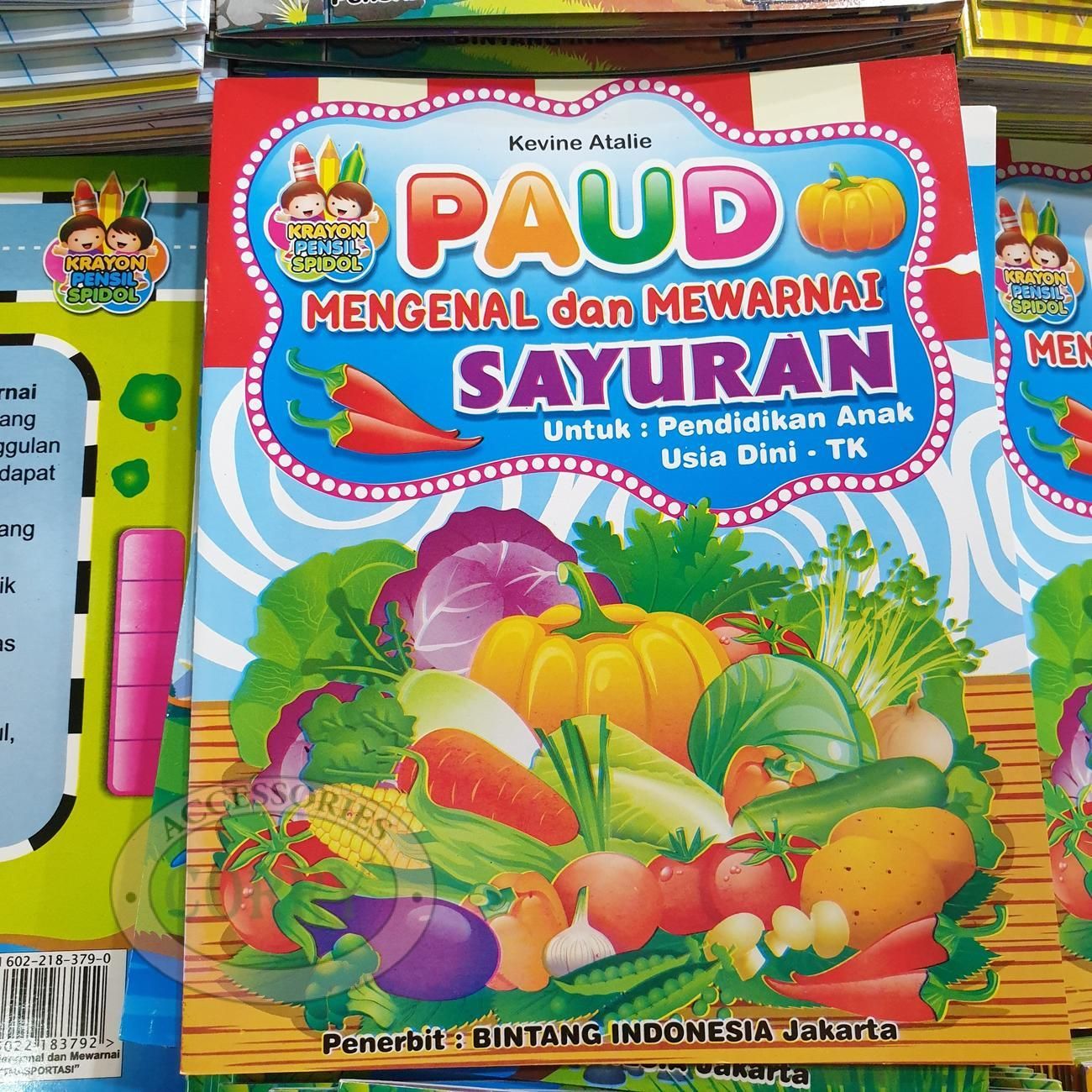 Buku Belajar Anak Mengenal Dan Mewarnai Sayur Sayuran Untuk PAUD TK Gambar Murah - Main view