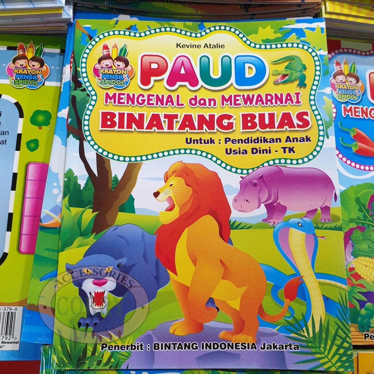 Buku Belajar Anak Mengenal Dan Mewarnai Hewan Binatang Buas Singa Untuk PAUD TK Gambar Murah - Main view