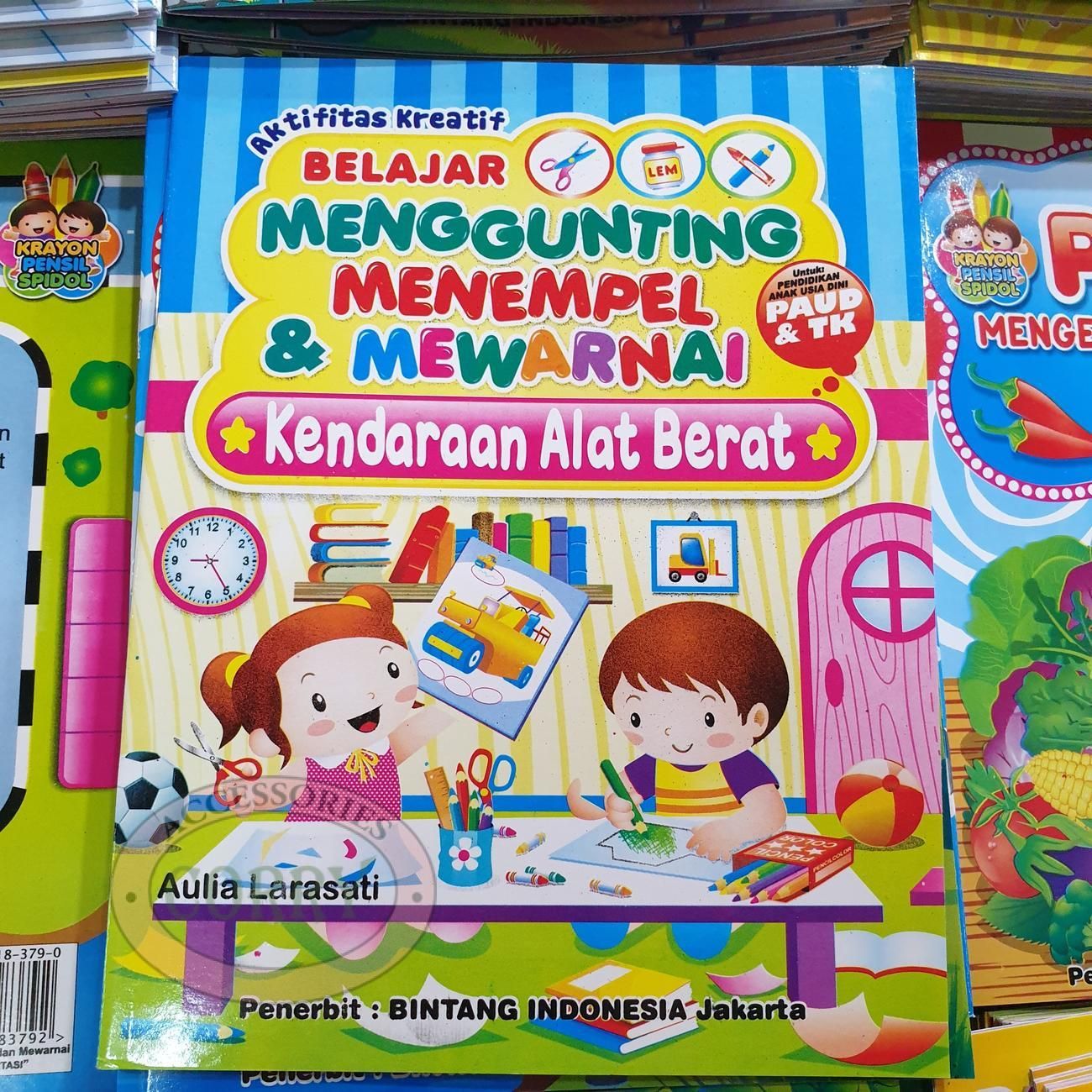 Buku Belajar Anak Menggunting Tempel Mewarnai Kendaraan PAUD TK Gambar Murah - Main view