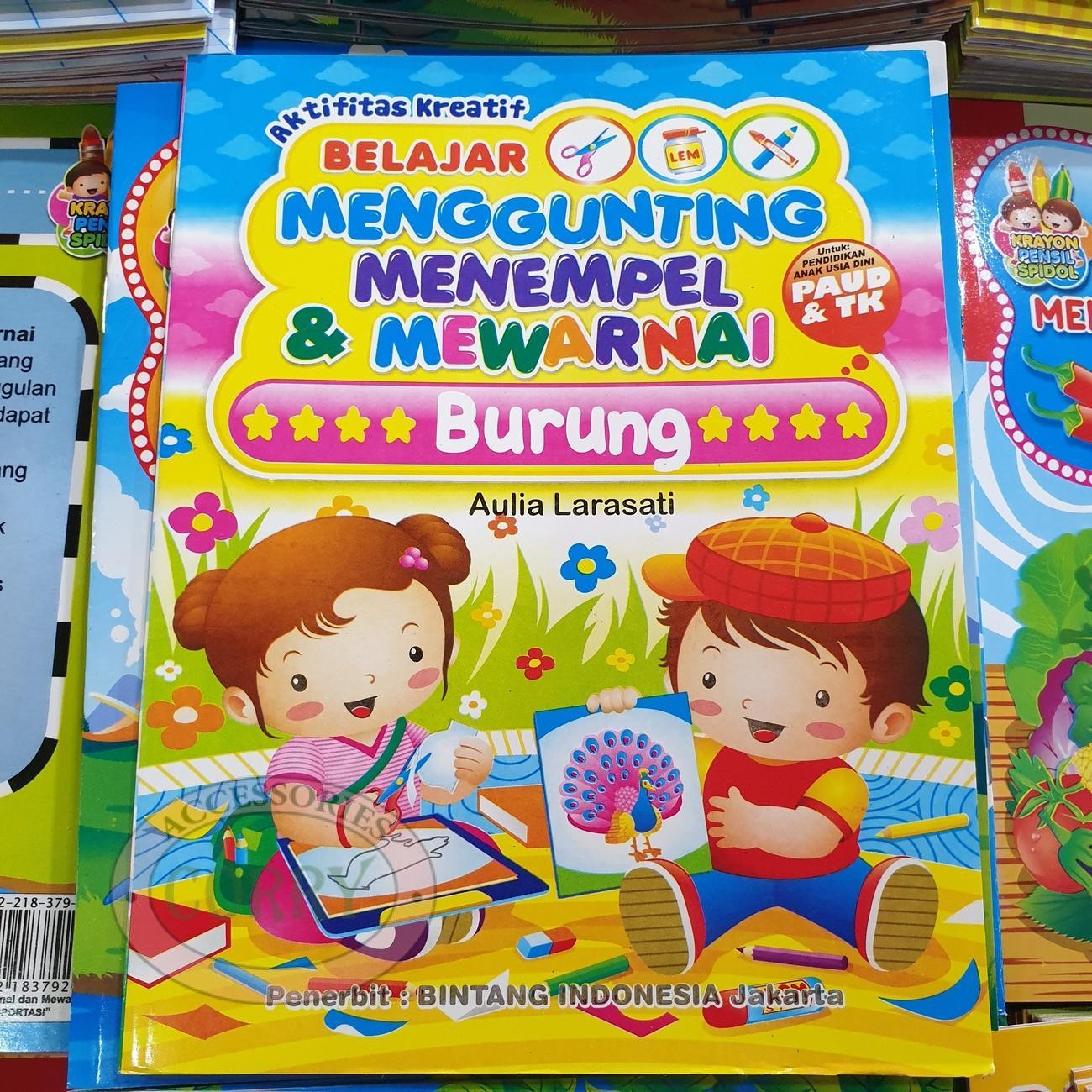Buku Belajar Anak Menggunting Tempel Mewarnai Kendaraan Alat Berat PAUD TK Gambar Murah - Main view