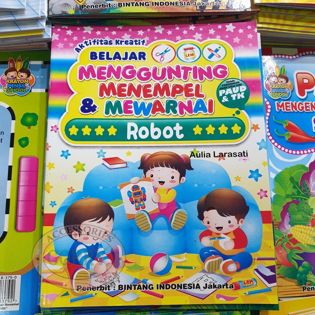 Buku Belajar Anak Menggunting Tempel Mewarnai Robot PAUD TK Gambar Murah - Main view