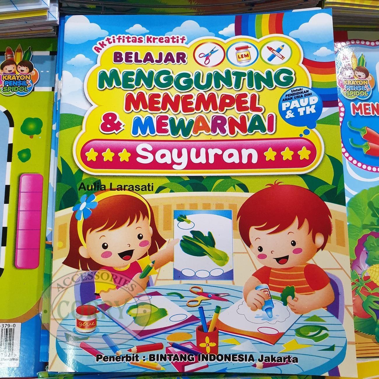 Buku Belajar Anak Menggunting Tempel Mewarnai Sayur Sayuran PAUD TK Gambar Murah - Main view