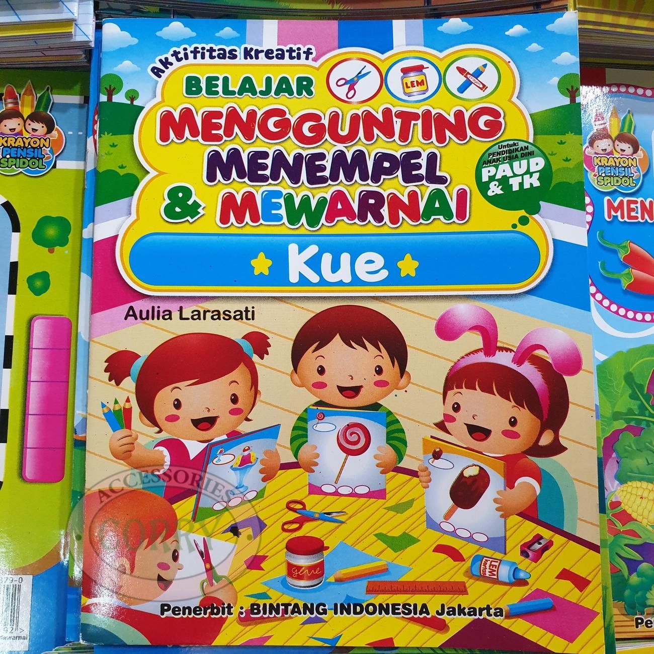 Buku Belajar Anak Menggunting Tempel Mewarnai Kue Makanan PAUD TK Gambar Murah - Main view